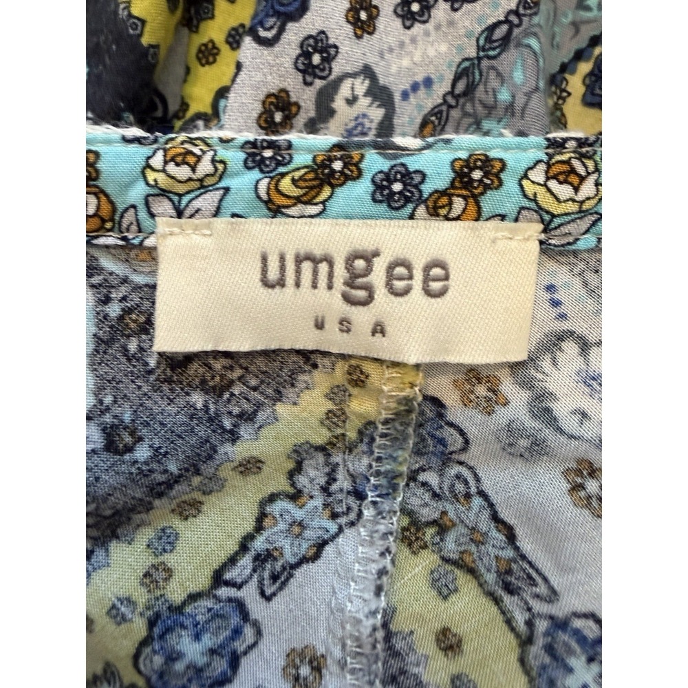 Umgee Tunic Mini Dress Sz S Babydoll Lace Bell Sleeve Blue Boho Peasant Flowy - Picture 8 of 8